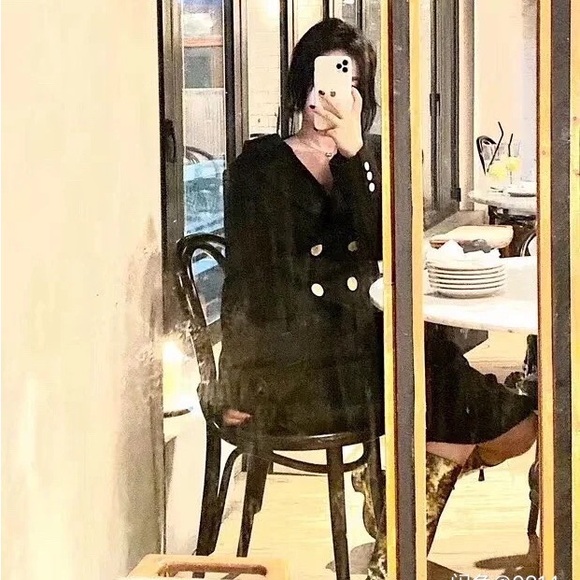 Designer Double-faced V-neck Wool Blazer Suit Jacket - Picture 5 of 5